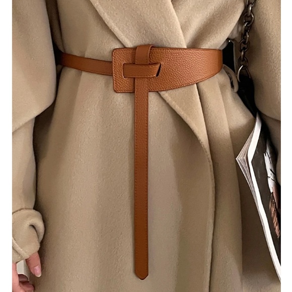 Camel Brown Belt Faux Leather PU - Picture 1 of 6